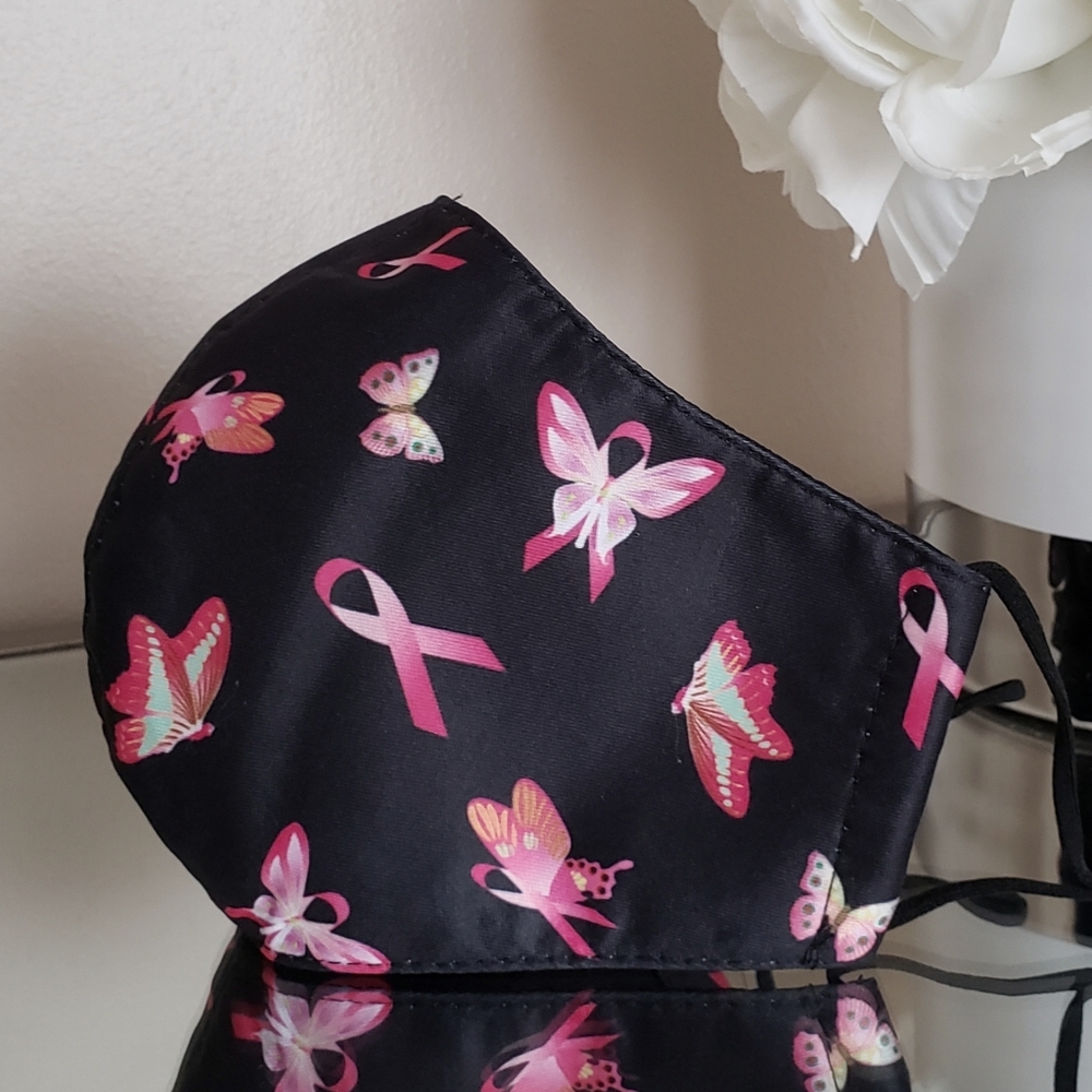 Designer Pink Ribbon Face Mask 🎀